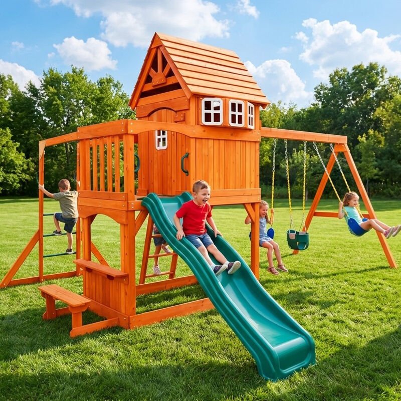 Small Backyard? No Problem — Outdoor Backyard Playsets Layout Ideas